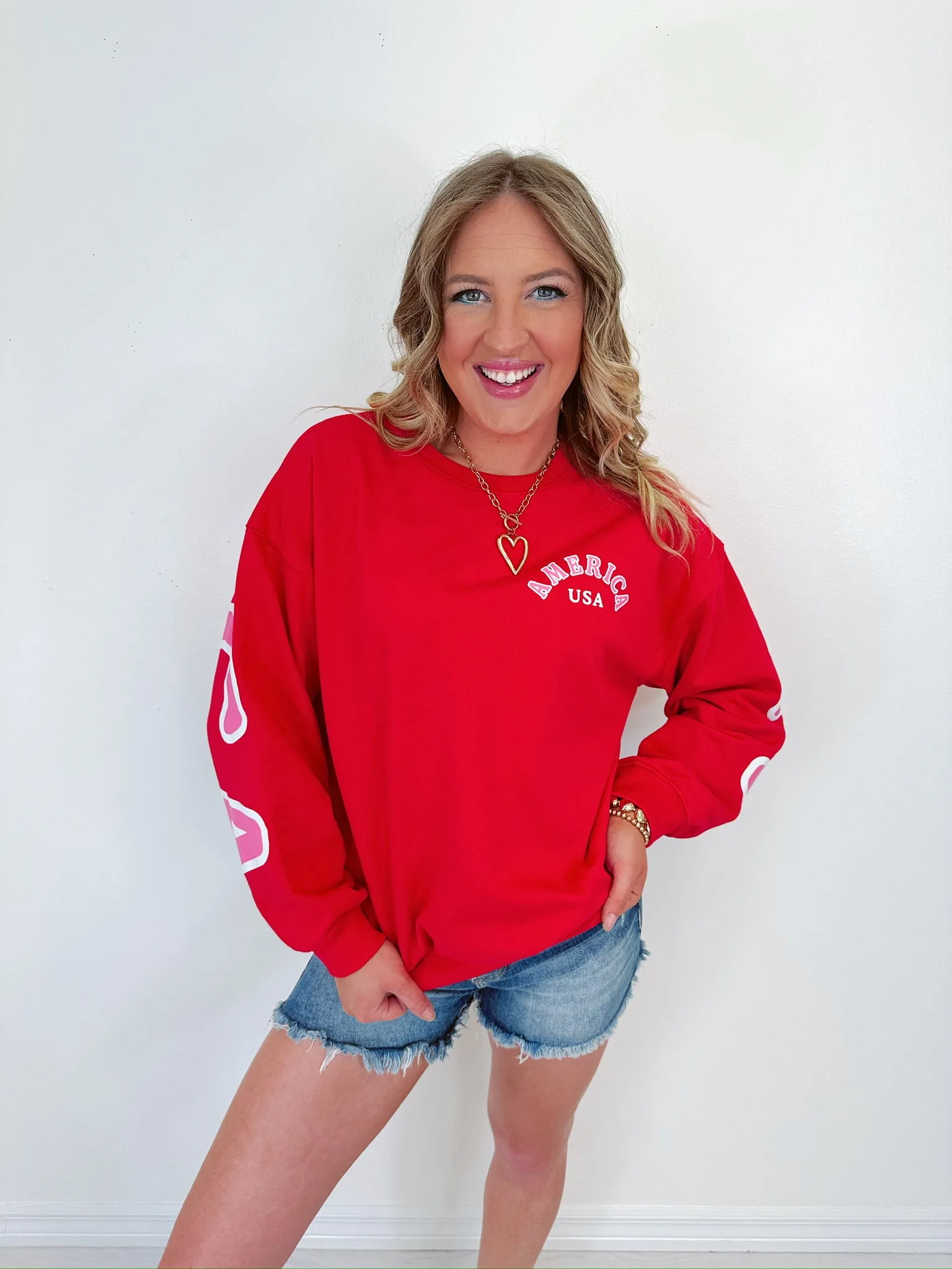 "America" Puff Graphic Sweatshirt