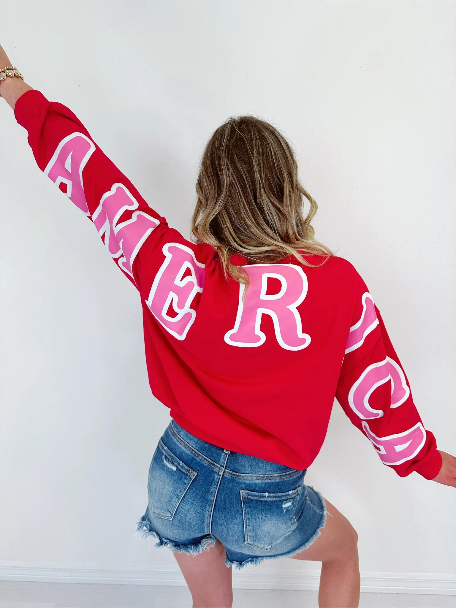 "America" Puff Graphic Sweatshirt
