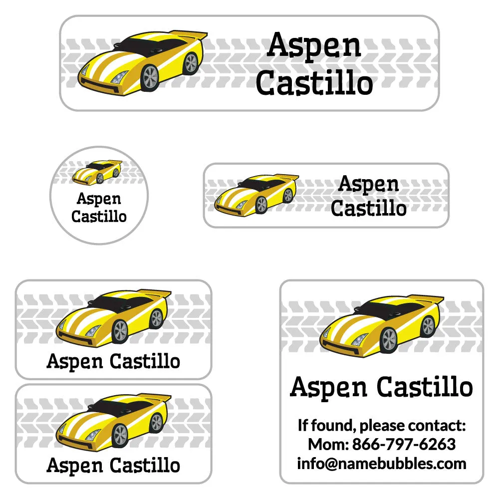 Race Car Camp Labels Pack