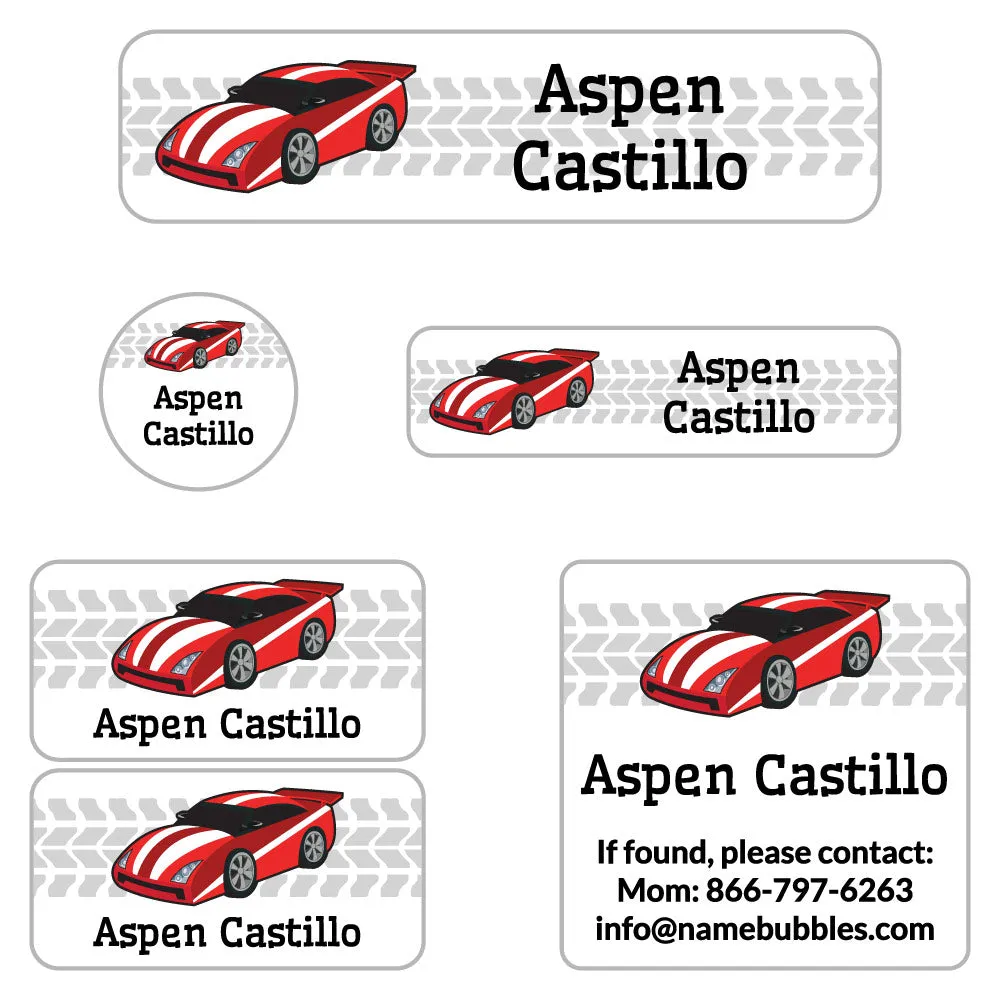 Race Car Camp Labels Pack