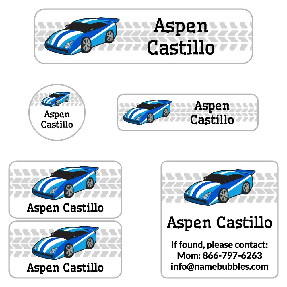 Race Car Camp Labels Pack