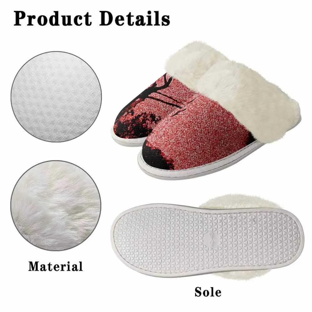 Red Sky Night Forest Keep Warm Cotton Slippers