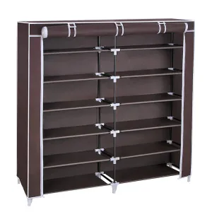 SONGMICS 7 Tiers Shoe Rack Closet with Fabric Cover Portable Shoe Storage Organizer Cabinet Dark Brown URXJ12Z