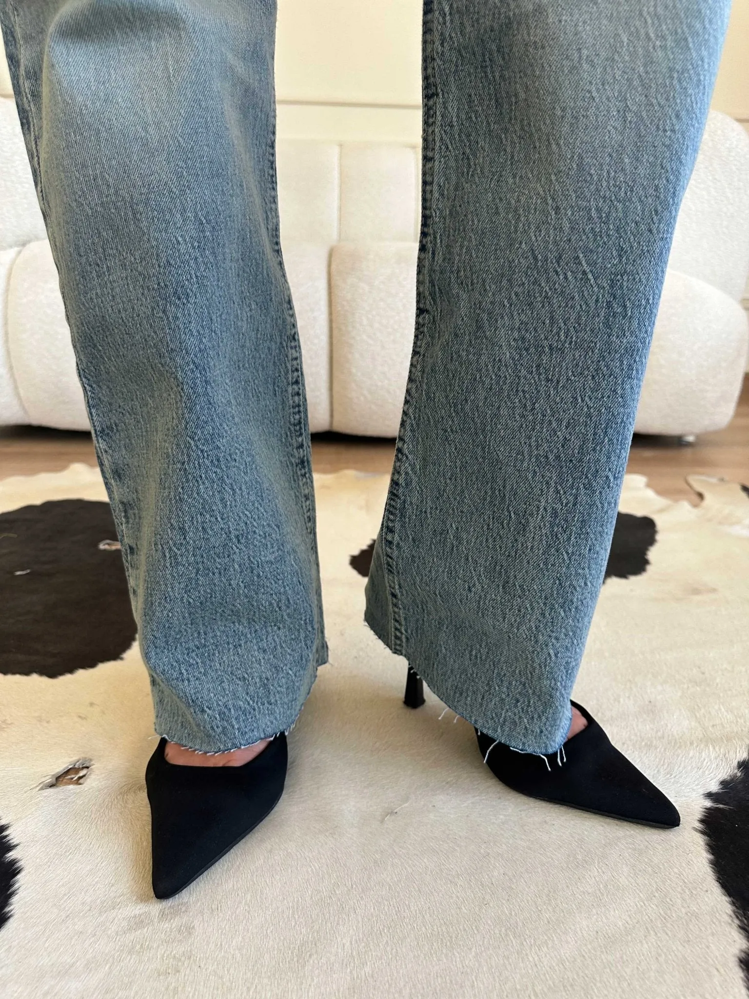 Straight-Leg - High-Waist Light Dirty Blue Jeans