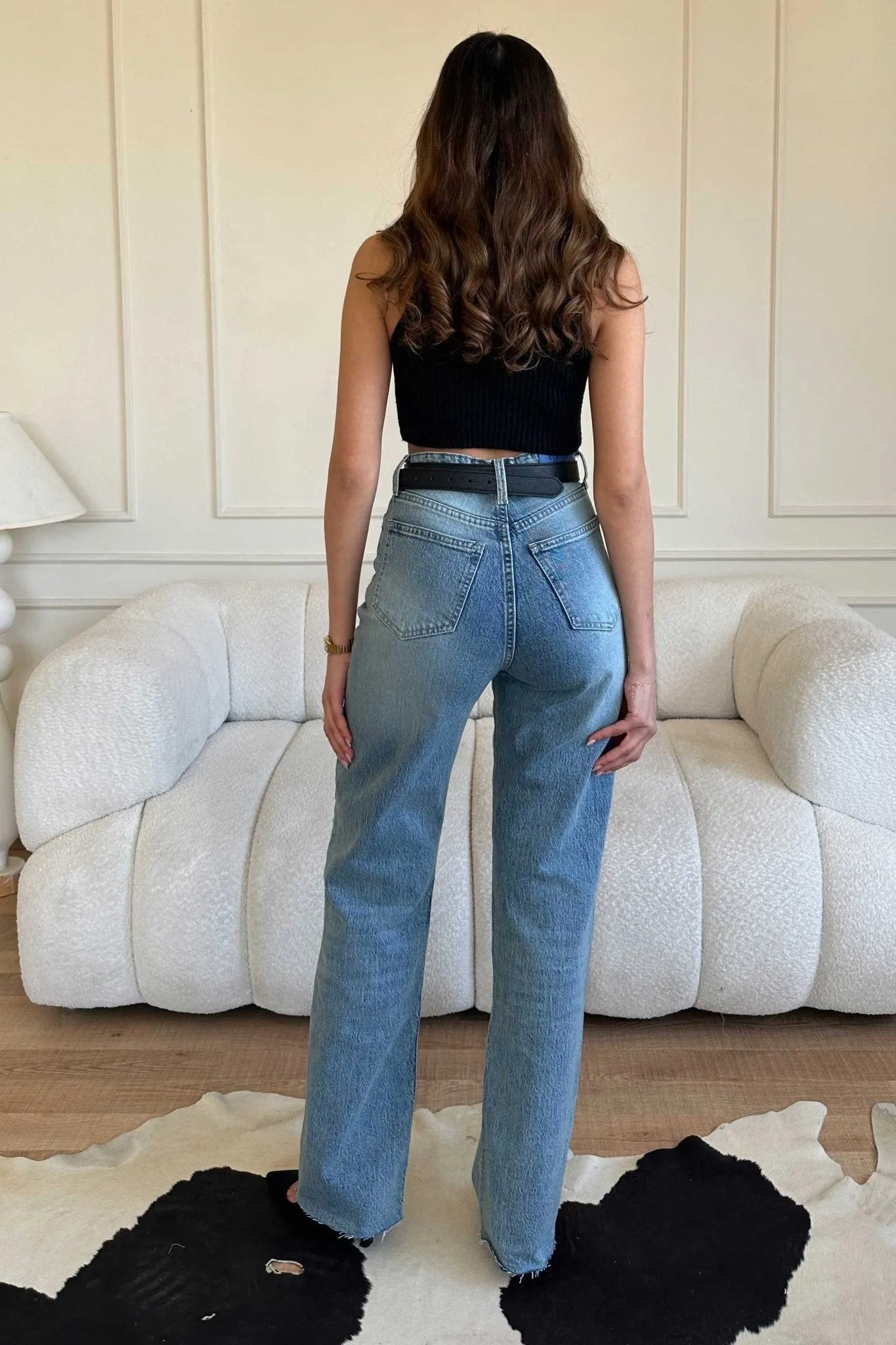 Straight-Leg - High-Waist Light Dirty Blue Jeans