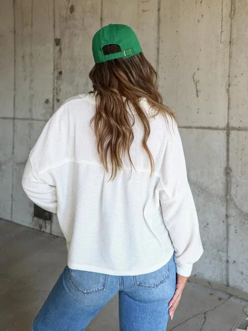 Streetwear Collared Ribbed Button Up Jacket