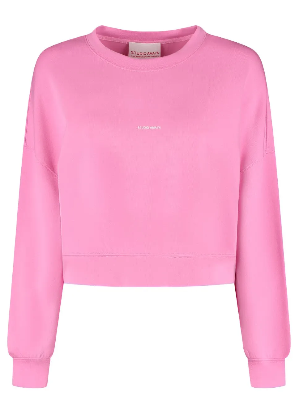 Studio Amaya Betty sweater roze met logo cropped