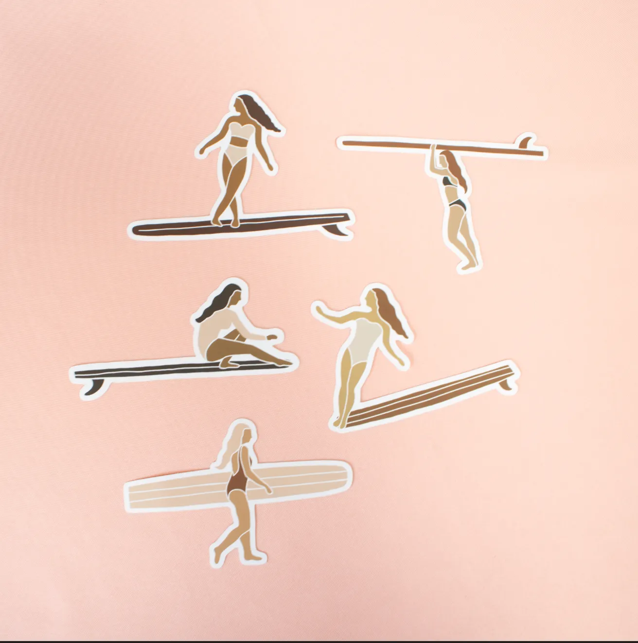 Surfer Girl Walking Sticker