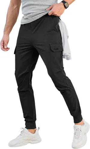 Tech Pants Men Cargo Jogger Pants Slim Fit Tactical Pant Active Athletic Workout Sweatpants Stretch Golf Pant Trousers