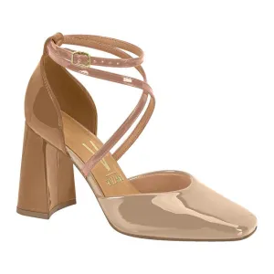 Vizzano 1416-102 Strappy Block Heel Square Toe Pump in Beige