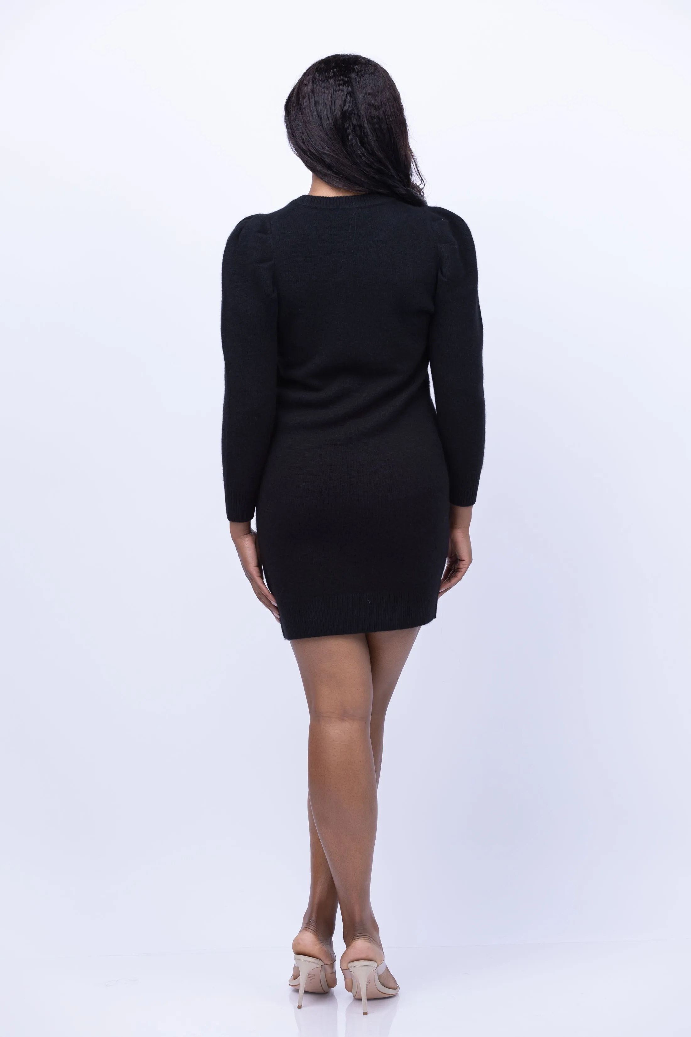 White   Warren Cashmere Dress in Black