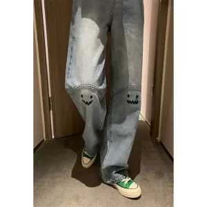 Women Jeans High Waist Straight Fashion Pants Denim Trouser