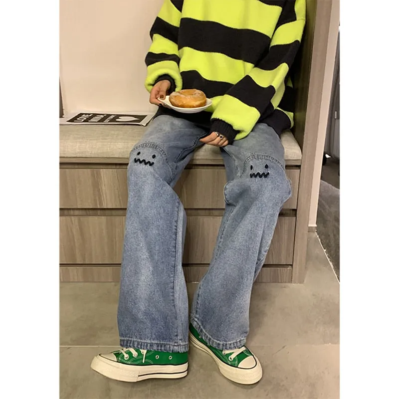 Women Jeans High Waist Straight Fashion Pants Denim Trouser