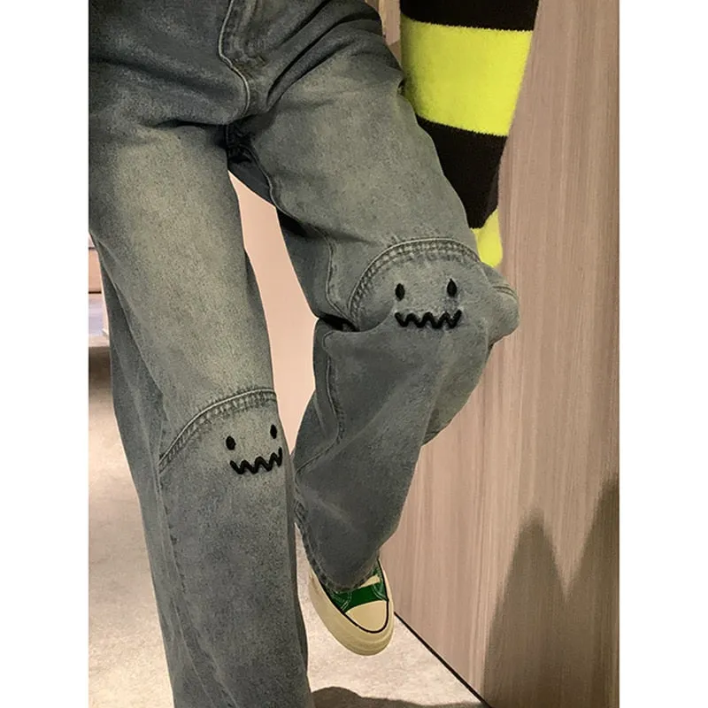 Women Jeans High Waist Straight Fashion Pants Denim Trouser