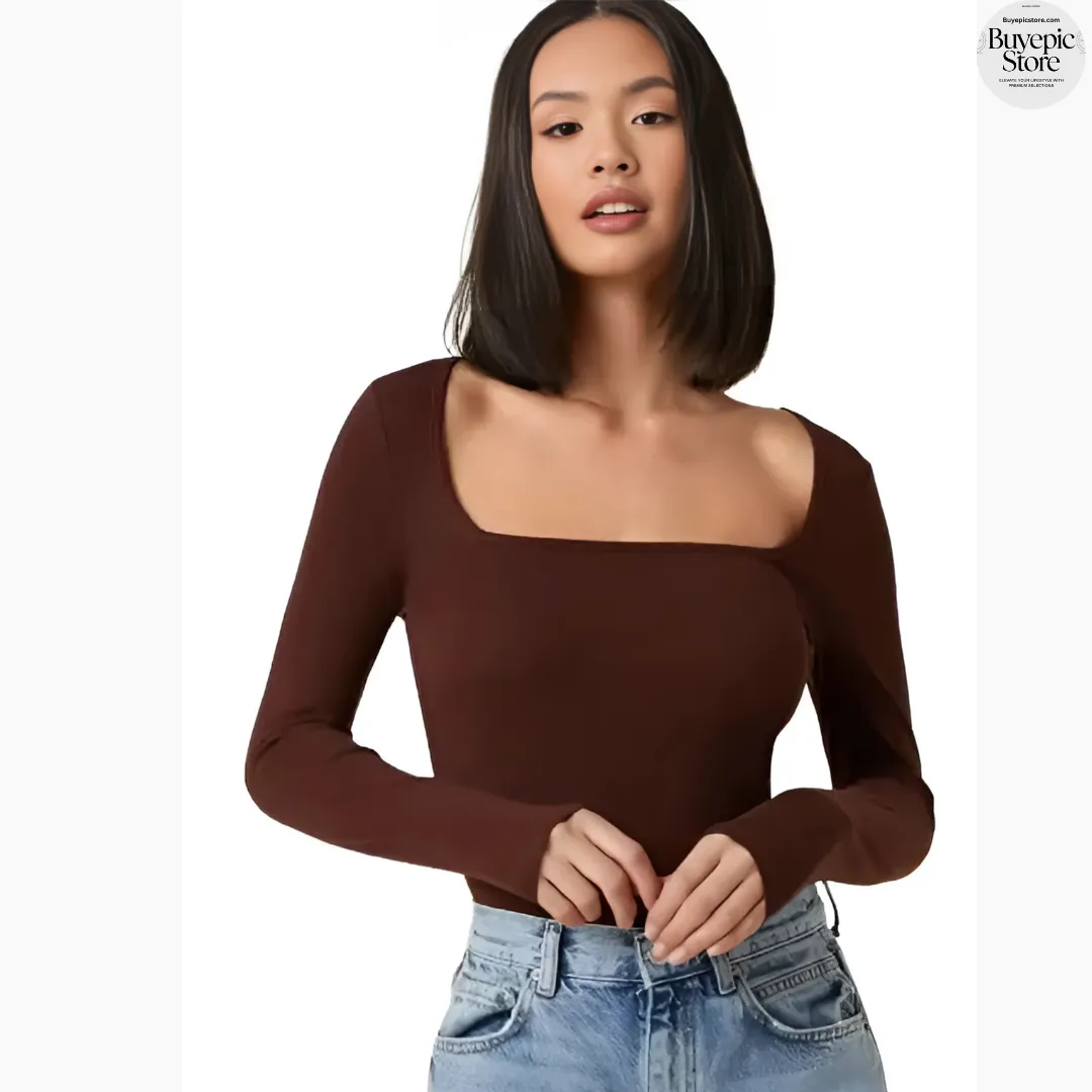 Women's Stylish Lycra Collar Tunic Crop Top, Full Sleeve, Slim Fit